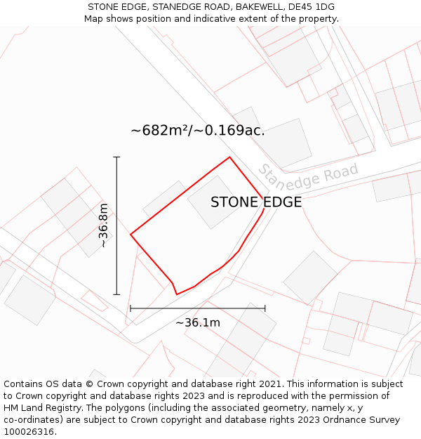 STONE EDGE, STANEDGE ROAD, BAKEWELL, DE45 1DG: Plot and title map