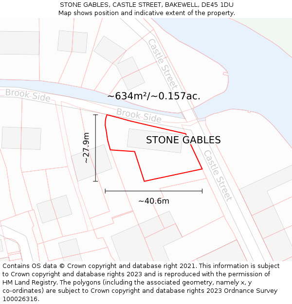 STONE GABLES, CASTLE STREET, BAKEWELL, DE45 1DU: Plot and title map