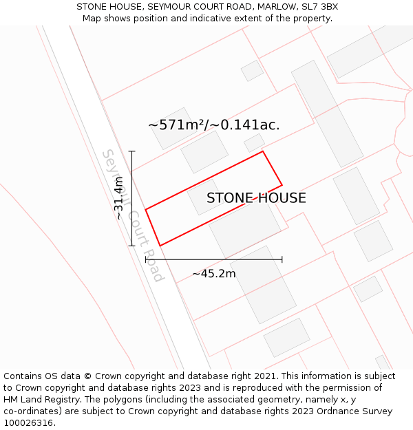 STONE HOUSE, SEYMOUR COURT ROAD, MARLOW, SL7 3BX: Plot and title map