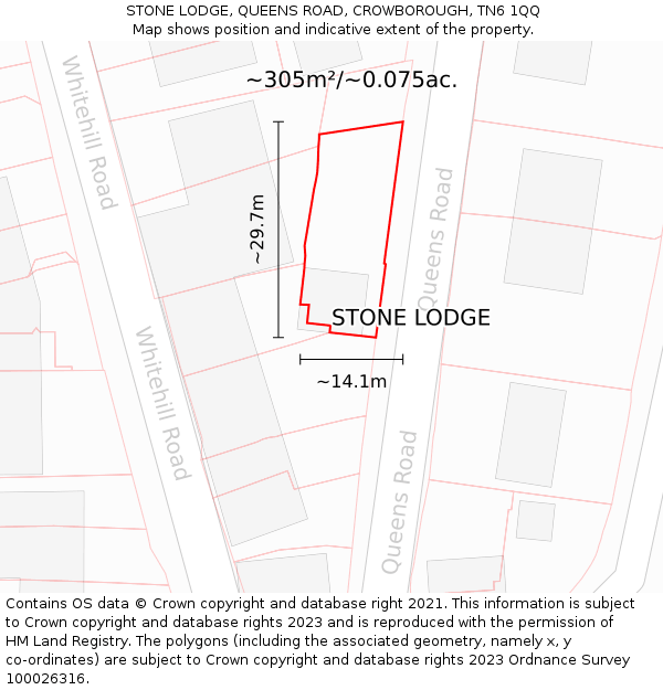 STONE LODGE, QUEENS ROAD, CROWBOROUGH, TN6 1QQ: Plot and title map