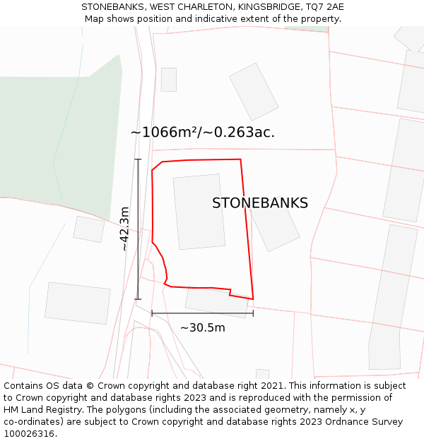 STONEBANKS, WEST CHARLETON, KINGSBRIDGE, TQ7 2AE: Plot and title map