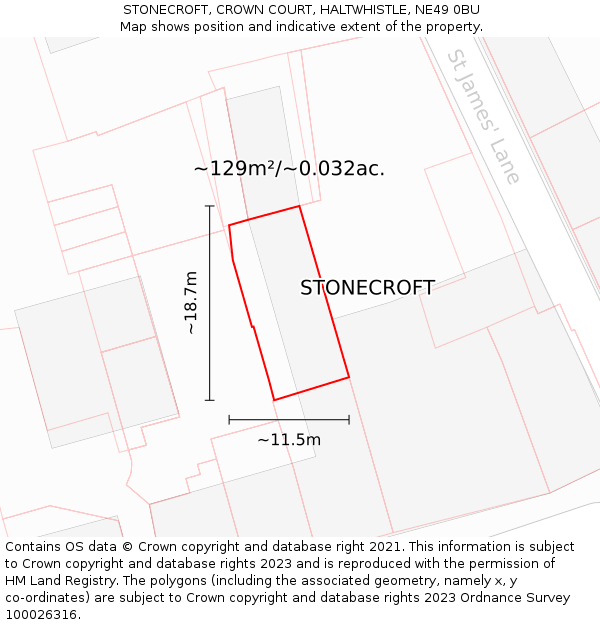 STONECROFT, CROWN COURT, HALTWHISTLE, NE49 0BU: Plot and title map