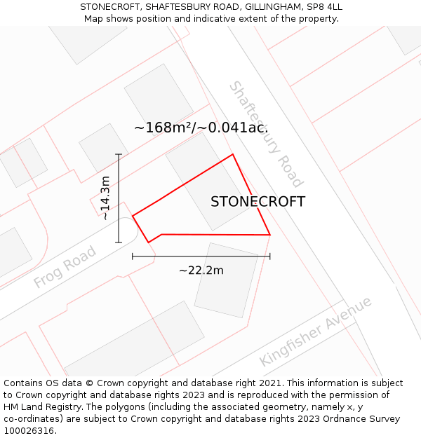 STONECROFT, SHAFTESBURY ROAD, GILLINGHAM, SP8 4LL: Plot and title map