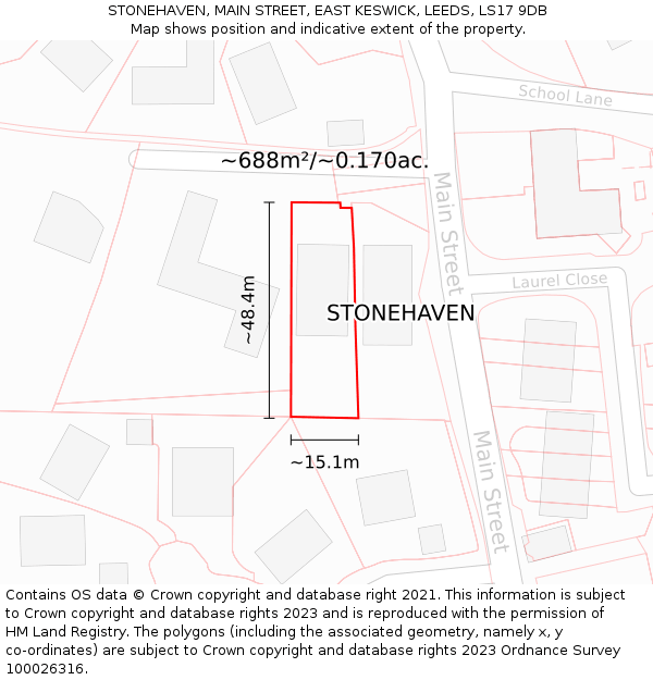 STONEHAVEN, MAIN STREET, EAST KESWICK, LEEDS, LS17 9DB: Plot and title map