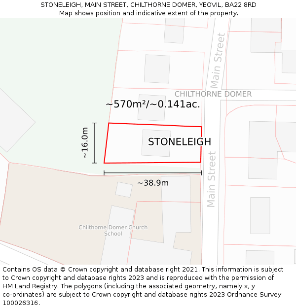 STONELEIGH, MAIN STREET, CHILTHORNE DOMER, YEOVIL, BA22 8RD: Plot and title map