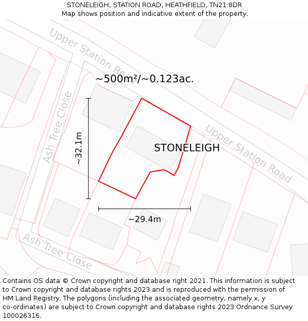 STONELEIGH, STATION ROAD, HEATHFIELD, TN21 8DR: Plot and title map