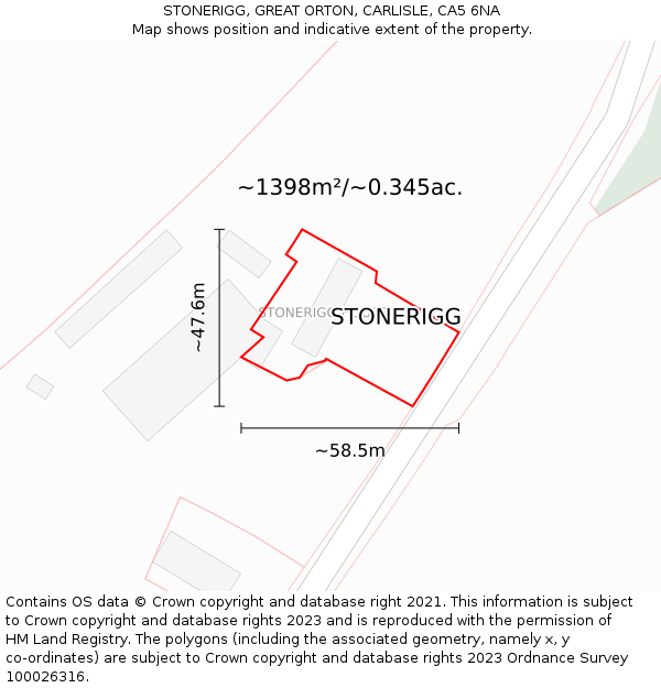 STONERIGG, GREAT ORTON, CARLISLE, CA5 6NA: Plot and title map