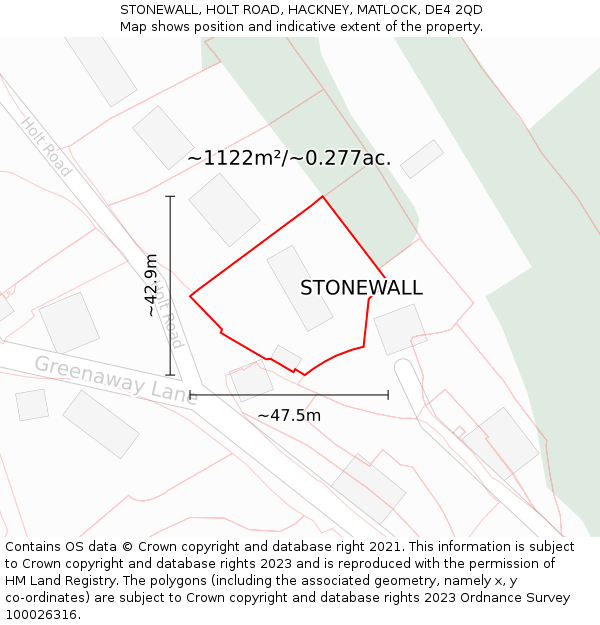 STONEWALL, HOLT ROAD, HACKNEY, MATLOCK, DE4 2QD: Plot and title map