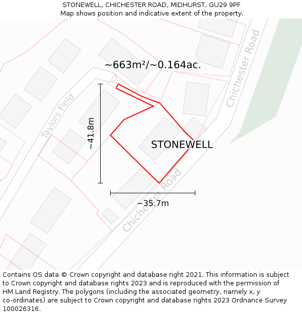STONEWELL, CHICHESTER ROAD, MIDHURST, GU29 9PF: Plot and title map