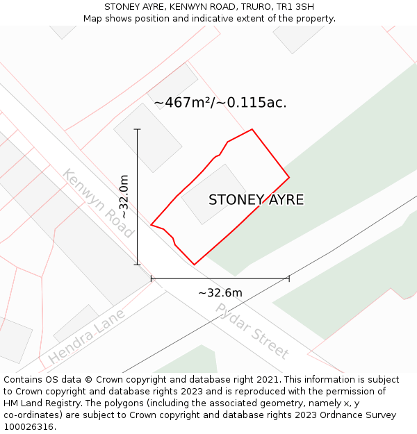 STONEY AYRE, KENWYN ROAD, TRURO, TR1 3SH: Plot and title map