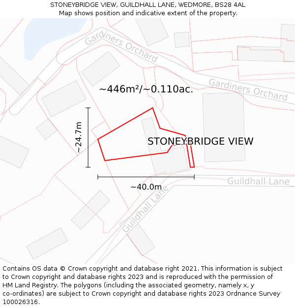 STONEYBRIDGE VIEW, GUILDHALL LANE, WEDMORE, BS28 4AL: Plot and title map