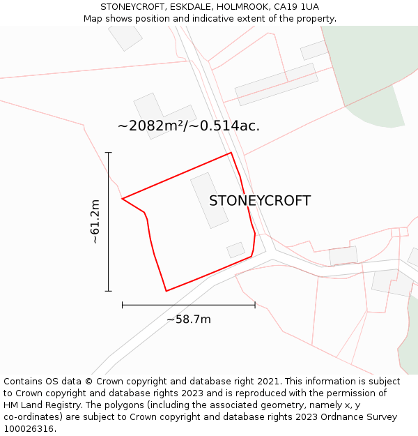STONEYCROFT, ESKDALE, HOLMROOK, CA19 1UA: Plot and title map