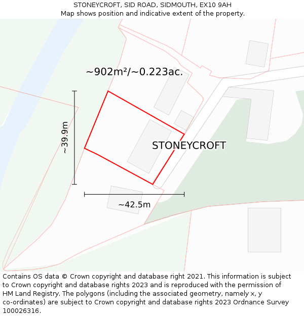 STONEYCROFT, SID ROAD, SIDMOUTH, EX10 9AH: Plot and title map