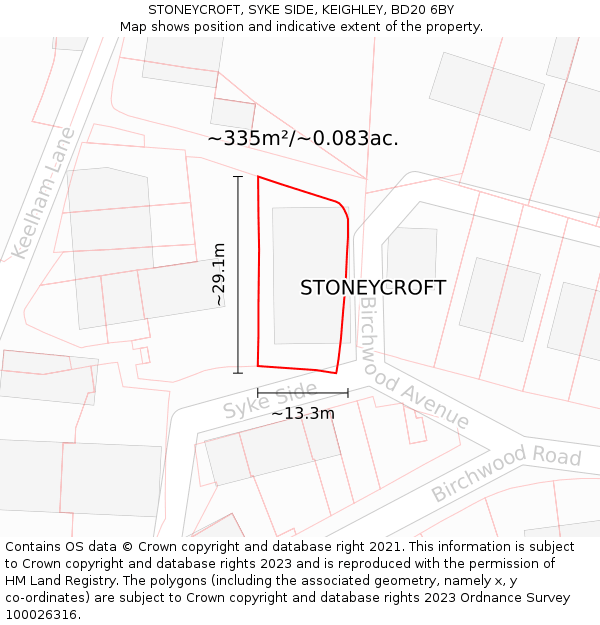 STONEYCROFT, SYKE SIDE, KEIGHLEY, BD20 6BY: Plot and title map