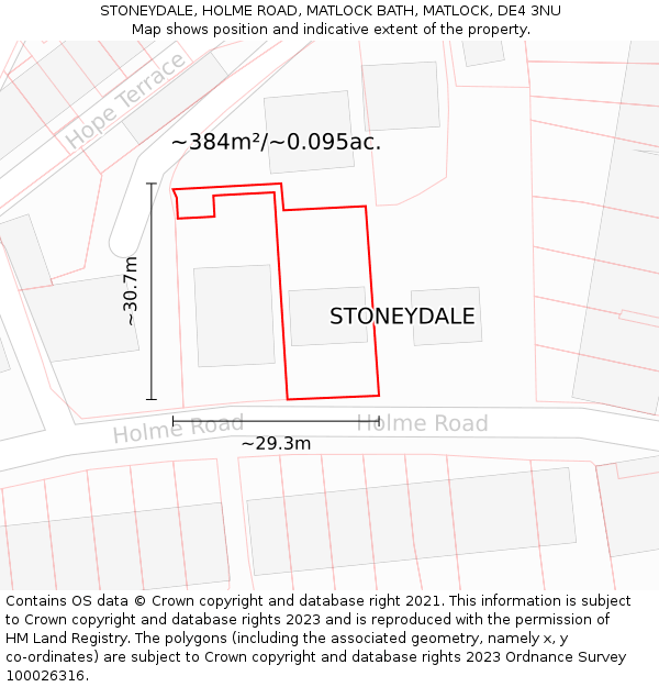 STONEYDALE, HOLME ROAD, MATLOCK BATH, MATLOCK, DE4 3NU: Plot and title map