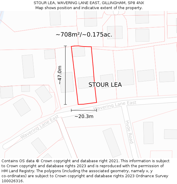 STOUR LEA, WAVERING LANE EAST, GILLINGHAM, SP8 4NX: Plot and title map