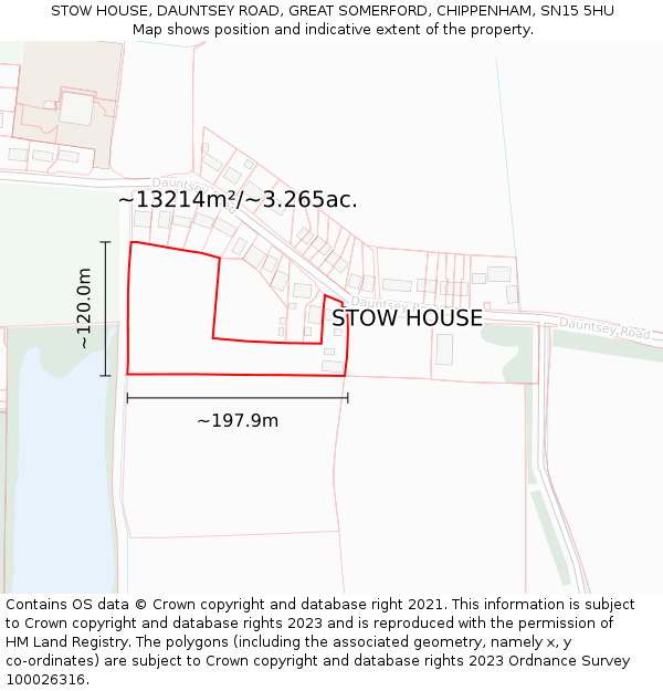STOW HOUSE, DAUNTSEY ROAD, GREAT SOMERFORD, CHIPPENHAM, SN15 5HU: Plot and title map