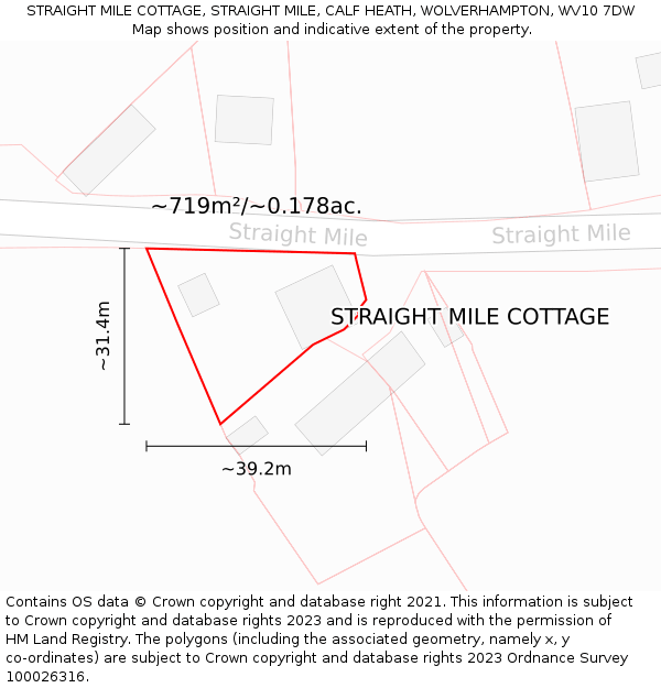 STRAIGHT MILE COTTAGE, STRAIGHT MILE, CALF HEATH, WOLVERHAMPTON, WV10 7DW: Plot and title map