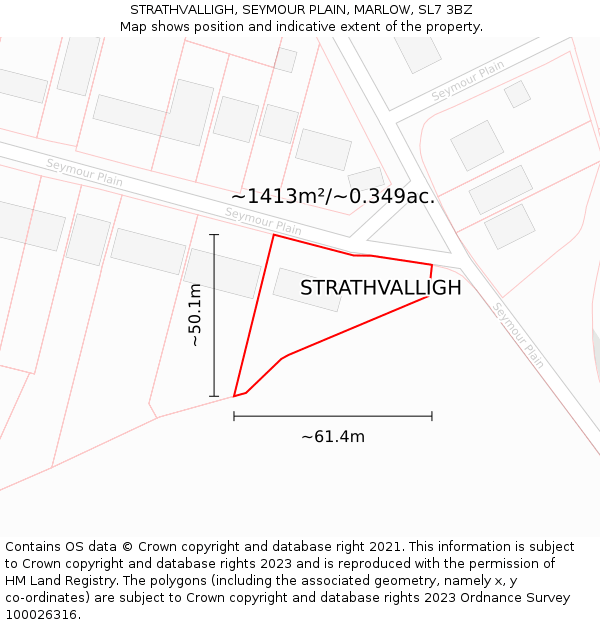 STRATHVALLIGH, SEYMOUR PLAIN, MARLOW, SL7 3BZ: Plot and title map