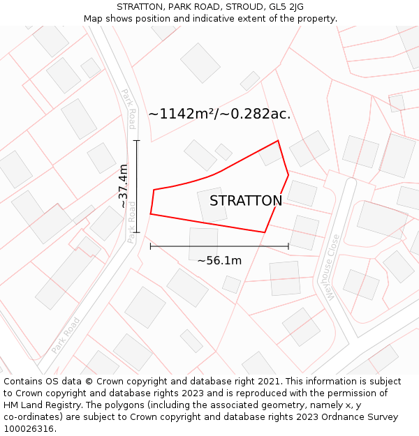 STRATTON, PARK ROAD, STROUD, GL5 2JG: Plot and title map