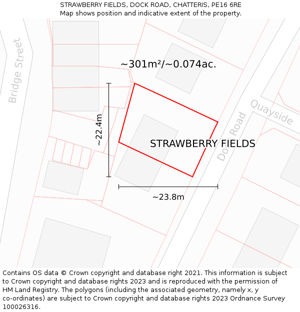 STRAWBERRY FIELDS, DOCK ROAD, CHATTERIS, PE16 6RE: Plot and title map