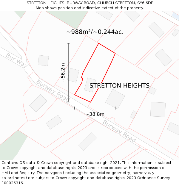 STRETTON HEIGHTS, BURWAY ROAD, CHURCH STRETTON, SY6 6DP: Plot and title map