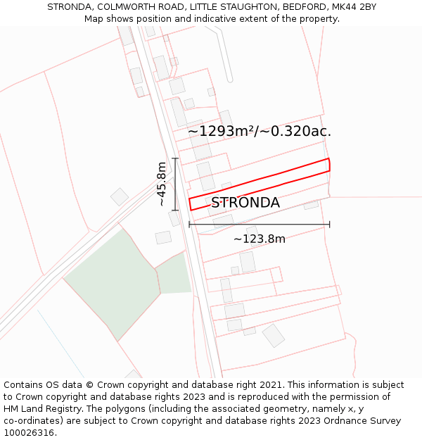 STRONDA, COLMWORTH ROAD, LITTLE STAUGHTON, BEDFORD, MK44 2BY: Plot and title map