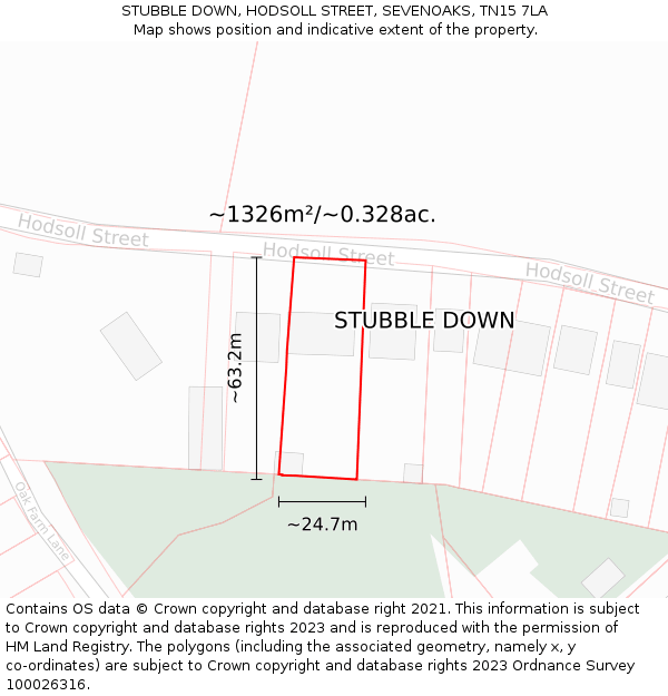 STUBBLE DOWN, HODSOLL STREET, SEVENOAKS, TN15 7LA: Plot and title map