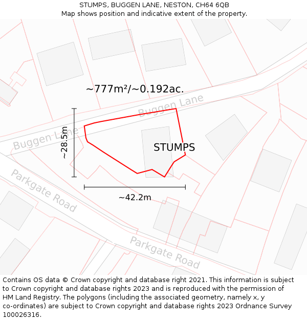 STUMPS, BUGGEN LANE, NESTON, CH64 6QB: Plot and title map