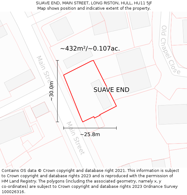 SUAVE END, MAIN STREET, LONG RISTON, HULL, HU11 5JF: Plot and title map