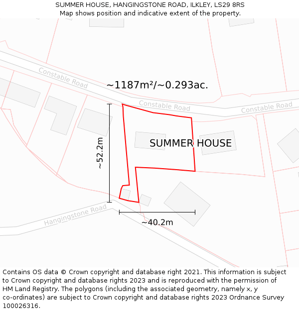 SUMMER HOUSE, HANGINGSTONE ROAD, ILKLEY, LS29 8RS: Plot and title map
