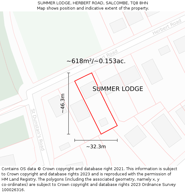 SUMMER LODGE, HERBERT ROAD, SALCOMBE, TQ8 8HN: Plot and title map