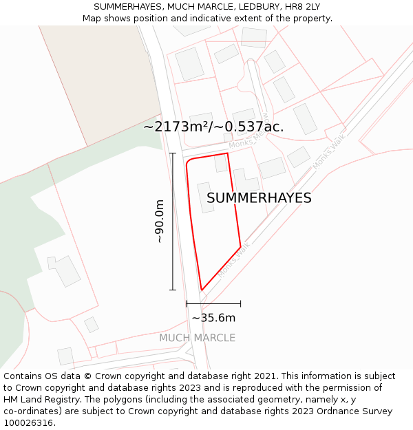 SUMMERHAYES, MUCH MARCLE, LEDBURY, HR8 2LY: Plot and title map