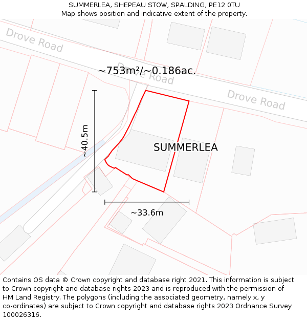 SUMMERLEA, SHEPEAU STOW, SPALDING, PE12 0TU: Plot and title map