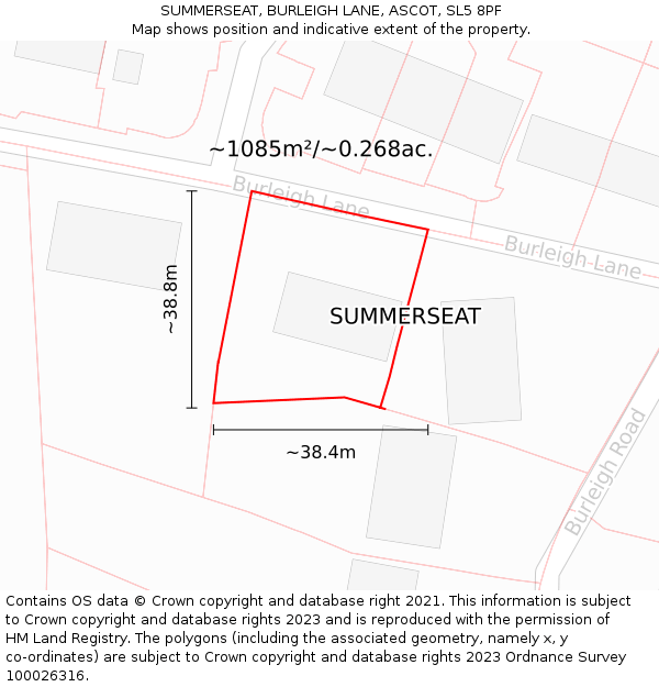 SUMMERSEAT, BURLEIGH LANE, ASCOT, SL5 8PF: Plot and title map