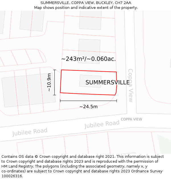 SUMMERSVILLE, COPPA VIEW, BUCKLEY, CH7 2AA: Plot and title map