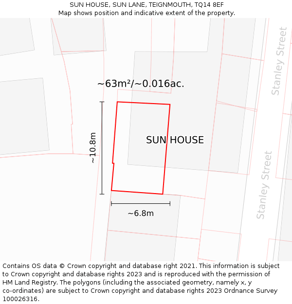 SUN HOUSE, SUN LANE, TEIGNMOUTH, TQ14 8EF: Plot and title map