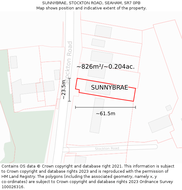 SUNNYBRAE, STOCKTON ROAD, SEAHAM, SR7 0PB: Plot and title map