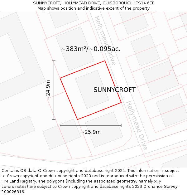 SUNNYCROFT, HOLLYMEAD DRIVE, GUISBOROUGH, TS14 6EE: Plot and title map