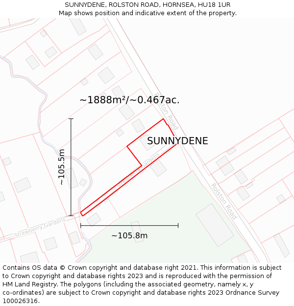 SUNNYDENE, ROLSTON ROAD, HORNSEA, HU18 1UR: Plot and title map