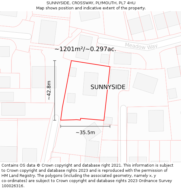 SUNNYSIDE, CROSSWAY, PLYMOUTH, PL7 4HU: Plot and title map