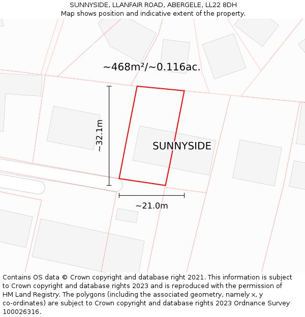 SUNNYSIDE, LLANFAIR ROAD, ABERGELE, LL22 8DH: Plot and title map