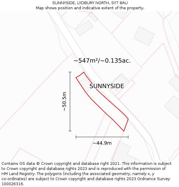 SUNNYSIDE, LYDBURY NORTH, SY7 8AU: Plot and title map