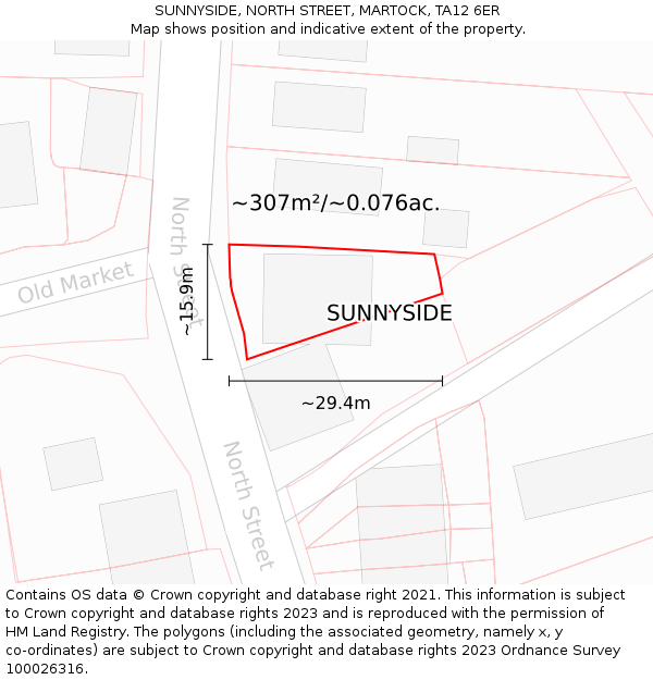 SUNNYSIDE, NORTH STREET, MARTOCK, TA12 6ER: Plot and title map