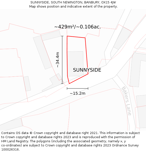 SUNNYSIDE, SOUTH NEWINGTON, BANBURY, OX15 4JW: Plot and title map