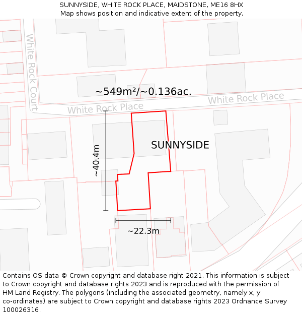 SUNNYSIDE, WHITE ROCK PLACE, MAIDSTONE, ME16 8HX: Plot and title map