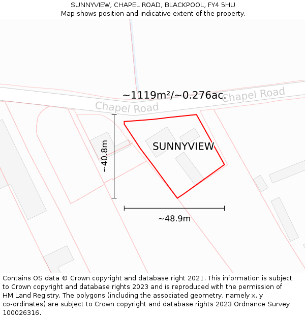 SUNNYVIEW, CHAPEL ROAD, BLACKPOOL, FY4 5HU: Plot and title map
