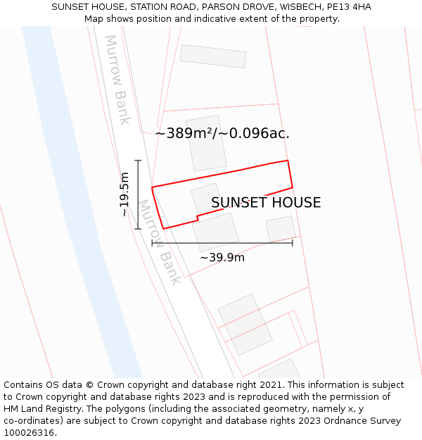 SUNSET HOUSE, STATION ROAD, PARSON DROVE, WISBECH, PE13 4HA: Plot and title map