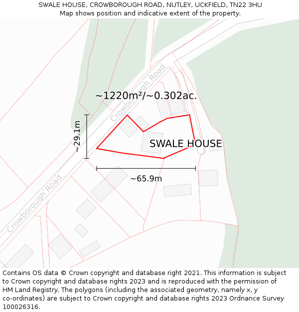 SWALE HOUSE, CROWBOROUGH ROAD, NUTLEY, UCKFIELD, TN22 3HU: Plot and title map