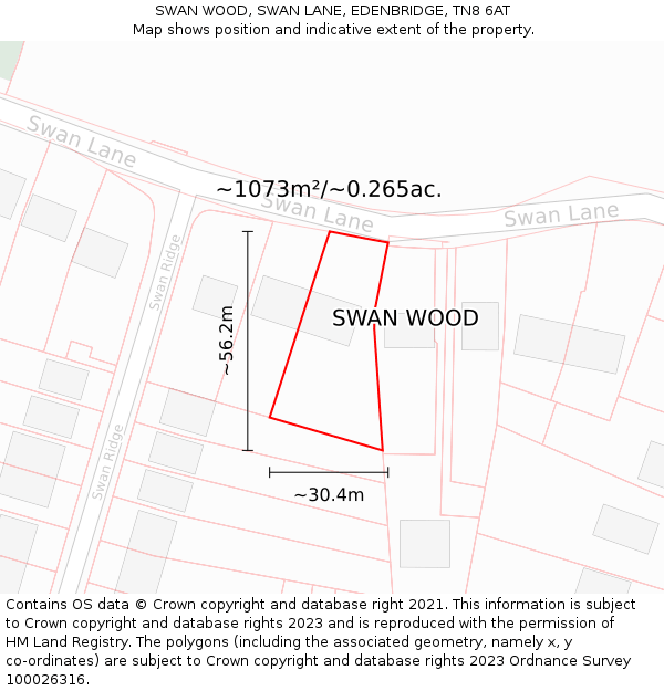 SWAN WOOD, SWAN LANE, EDENBRIDGE, TN8 6AT: Plot and title map